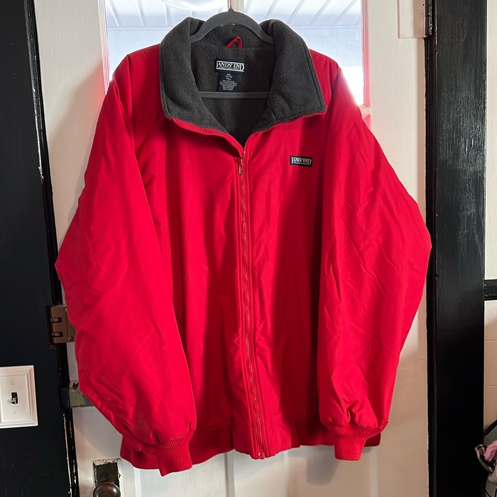 Mens Lands' End Aircore 200 Red Jacket Size XXLT‎ (50-52) Lined Warm